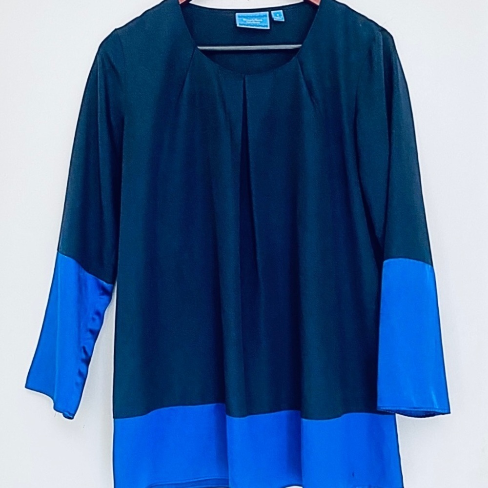 SIMPLY VERA WANG Boise Long Sleeve Top Blue, Color block